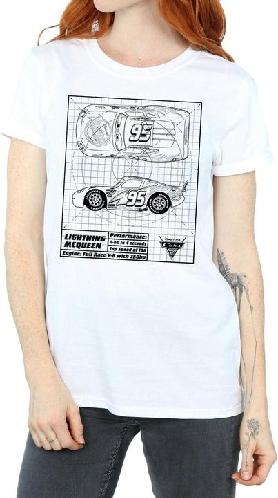 Immagine prodotto Disney Cars Lightning McQueen Blueprint Maglietta Ampia Donna (XXL)