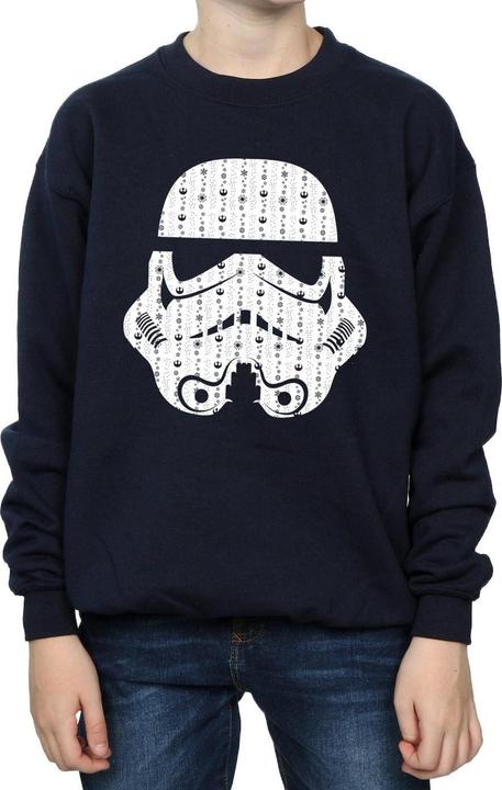 Actual product image Star Wars Boys Christmas Stormtrooper Helmet Sweatshirt (140, 146)