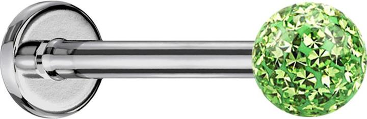 Produktbild Star Piercing Micro Labret silber mit Kristallkugel hellgrün und Epoxy Schutzschicht (ohne Messing, Titan G23)
