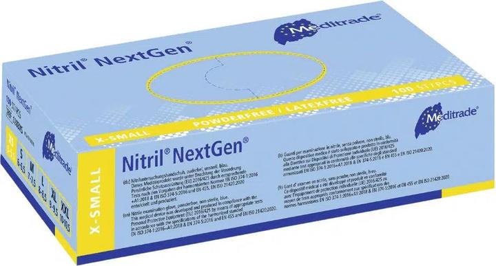 Actual product image Meditrade Nitrile disposable gloves NextGen®, blue, PU 10 dispenser boxes à 100 pcs, size XL (XL)
