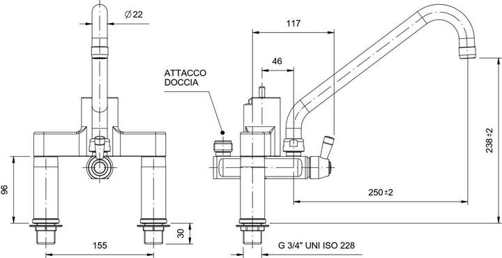 Image du produit Gastro Hero Douchette lave-vaisselle à deux trous Profi + mitigeur
