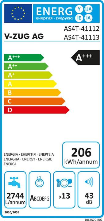 Energie-Label V-Zug AdoraSpülen V4000