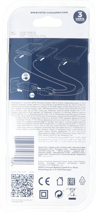 Immagine prodotto Varta Caricabatterie da muro 27W 2 x USB 2,4A + USB tipo C 3,0A (27 W)