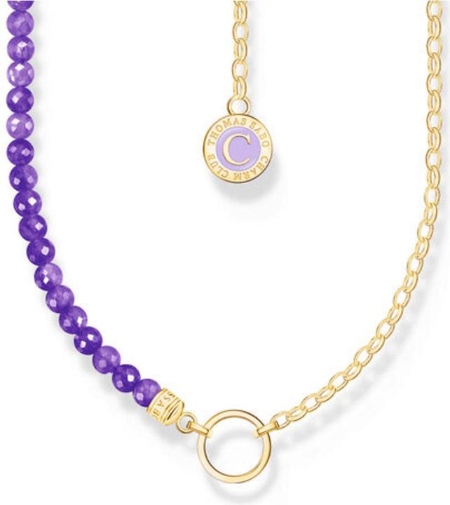Produktbild Thomas Sabo Member Charm Halskette mit Gliedern und imitiertem Amethyst vergoldet (Emaille, 925er Silber, 40 - 45 cm)