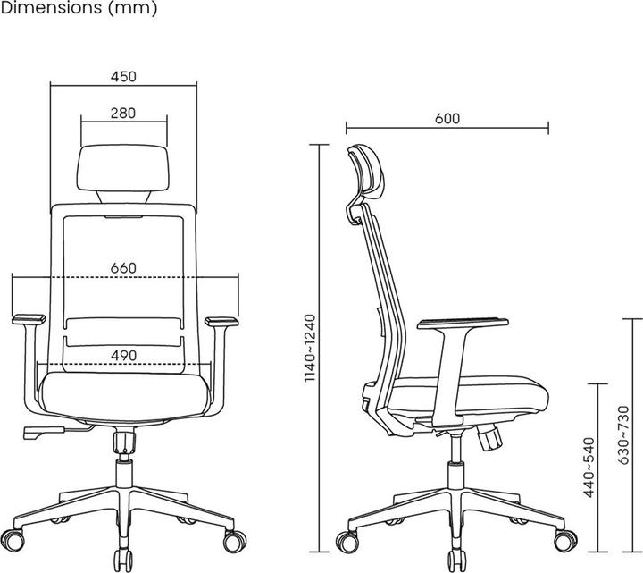 Actual product image Ergo Office Premium ergonomic office chair with high backrest max. 150kg ER-425