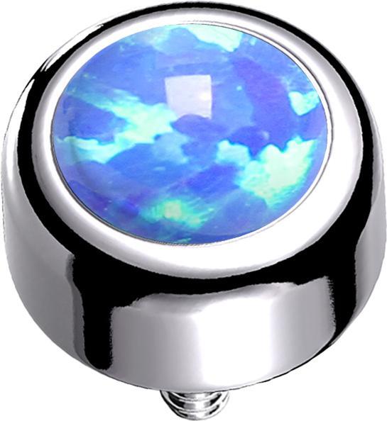 Image du produit Star Piercing Dermal Anchor cylindre argenté avec opale bleu clair (sans laiton, Titane G23)