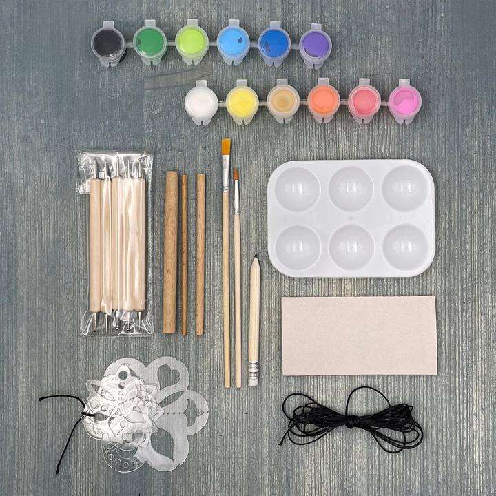 Activity Board Mandala artistici in legno fai da te, set da colorare, set di cinque forme e strumenti per