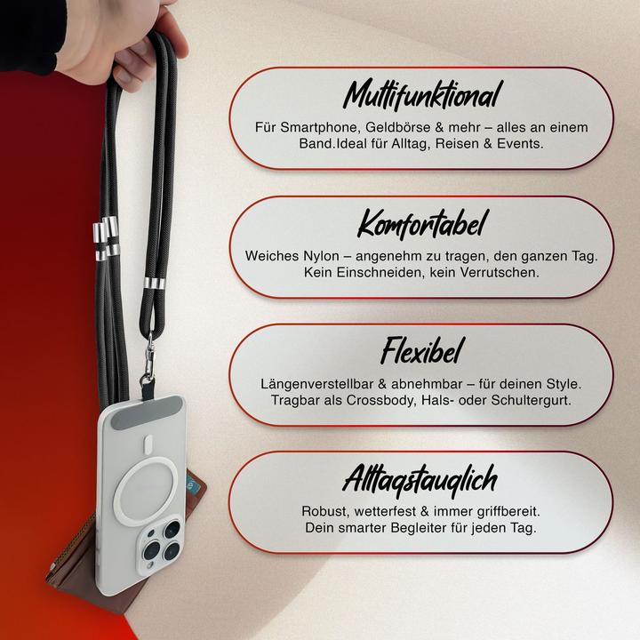 Actual product image Nalia HoldMe Lanyard Handykette – Universal Trageband für Smartphones - Verstellbar, Soft & Elastisch