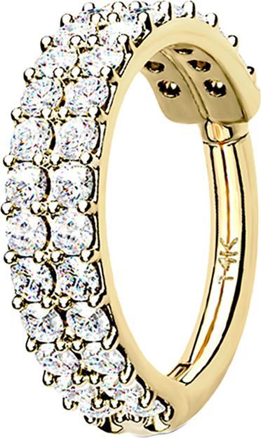 Star Piercing Micro Segmentring klappbar 14k gold doppellinie mit Kristallen (ohne Messing, 14k Gold)