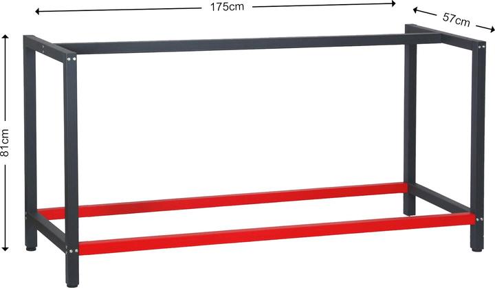 Immagine prodotto Wiltec Telaio per banco da lavoro 175x57x81cm Telaio per banco da lavoro in acciaio Telaio per tavolo (57 cm, 175 cm)