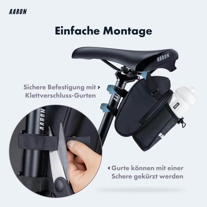 Produktbild Aaron Fahrrad Satteltasche mit Flaschenhalter, Wasserabweisende Fahrradtasche mit Reflektor (10 l, Satteltasche)