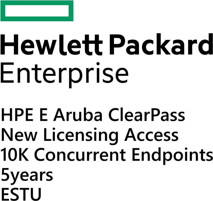 Image du produit HPE E Aruba ClearPass, New Licensing, Access, 10K Concurrent Endpoints 5yr, E-STU (1 Dispositifs)
