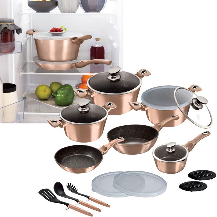 Produktbild BerlingerHaus 15-teiliges Kochgeschirr-Set Rose Gold Edition (Pfannenset + Topfset, Aluminium)
