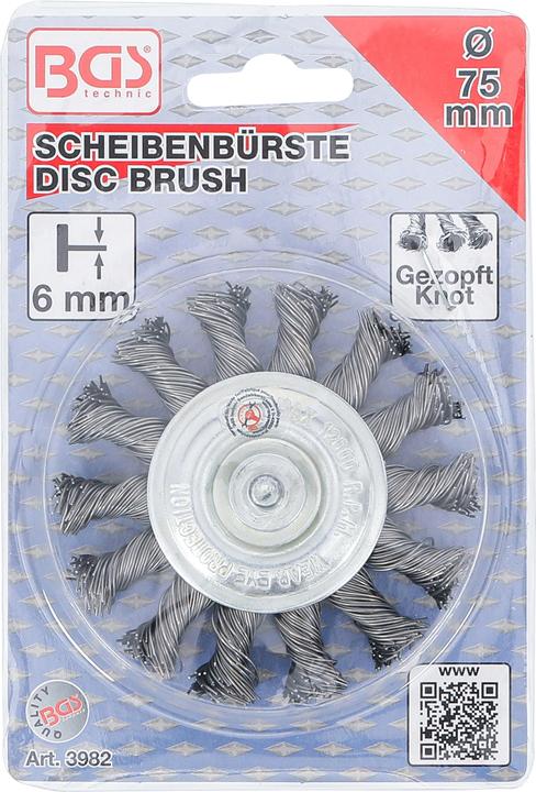 Produktbild BGS Scheibenbürste Antriebswelle 6 mm gezopft Ø 75 mm