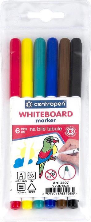 Centropen Dry erase marker 6 colours (Red, Brown, Black, Blue, Yellow, Green, 6 x)