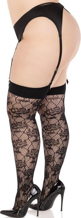 Actual product image Leg Avenue Wild Roses Net Stocks Black (One size)