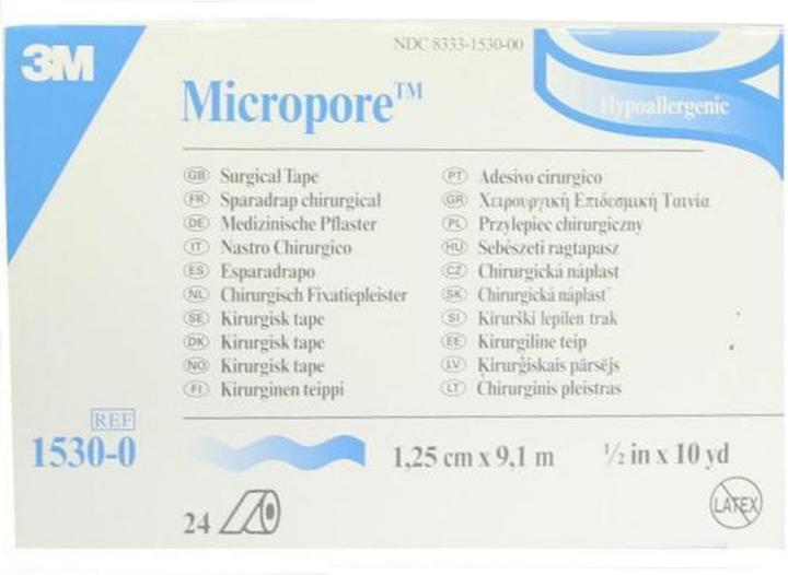 Label énergétique 3M MICROPORE BLANC 9.10MX1.25CM (24 x)
