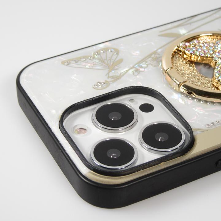 Actual product image PhoneLook Coque Nacre papillon strass avec support vidéo (Apple iPhone 13 Pro Max)