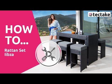 Actual product image tectake Rattan garden furniture bar set Ibiza with protective cover