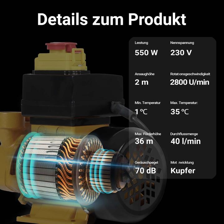 Produktbild Wiltec Heizöl- und Dieselpumpe 230V/550W/40l/min mit Zubehör Dieselöl Pumpe