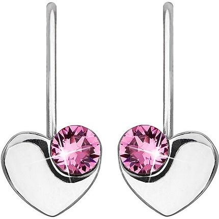 Evolution Group Silver heart earrings with Swarovski 31299.3 Rose (L)
