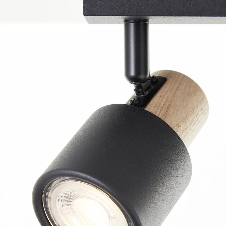 Produktbild Brilliant Deckenstrahler Pini Spotbalken, 2x GU10, 58 cm, schwenkbar, Metall/Holz, schwarz/braun (GU10)