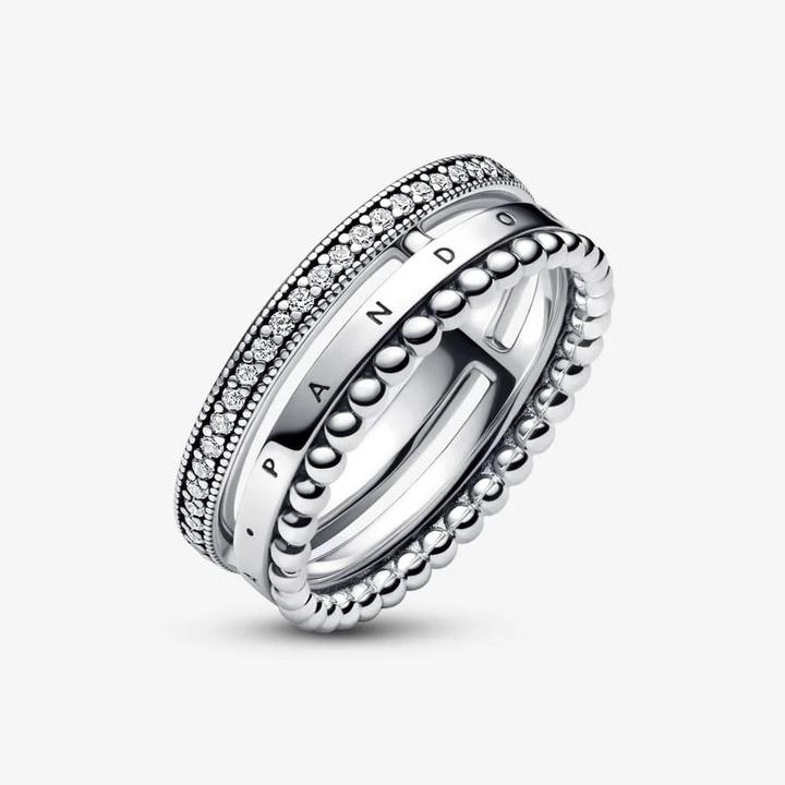 Produktbild Pandora Signature Logo Pavé & Beads Ring (56, 925 Silber)