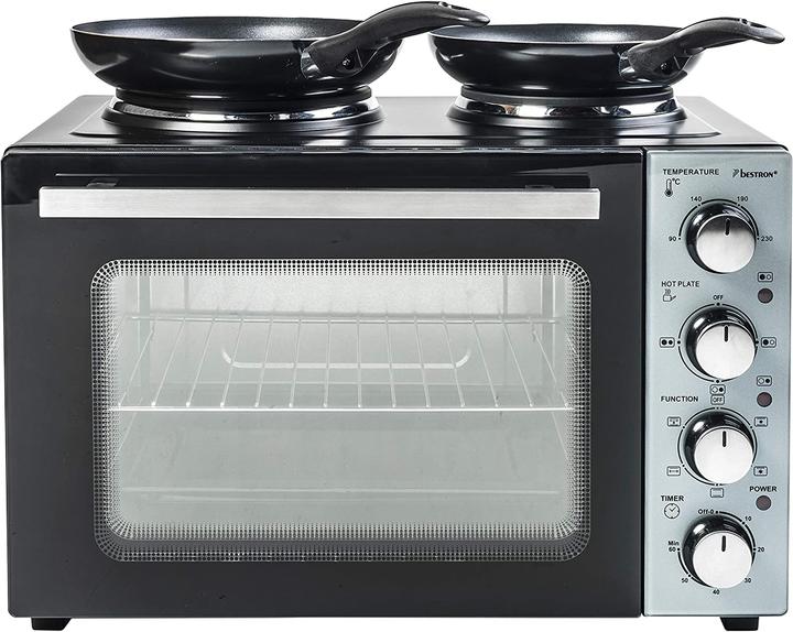 Image du produit Bestron Petite cuisine (gril - four avec double plaque de cuisson) avec tournebroche et fonction de