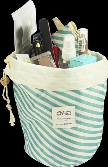 Produktbild Beauty Reise Beutel, türkis/weiss gestreift, leer