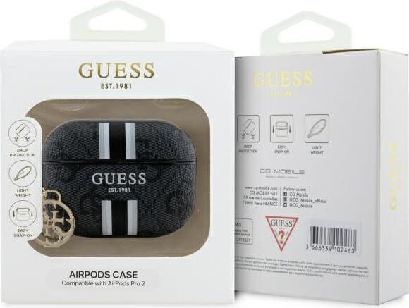 Produktbild Guess GUAP2P4RPSK AirPods Pro 2 (2022/2023) cover czarny/black 4G Printed Stripes Charm (Kopfhörer Tasche)