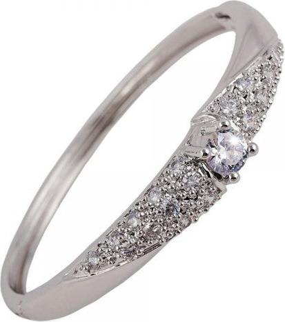 Actual product image Hermex LUXURY Platinum Plated Bangle Bracelet Charms Zirconia - Platinum Silvery (5.50 cm, Copper-nickel alloy)