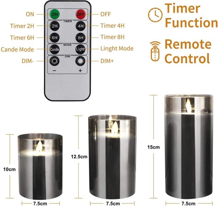Immagine prodotto Lumina Swiss Set di candele LED in vetro con telecomando (3 x)