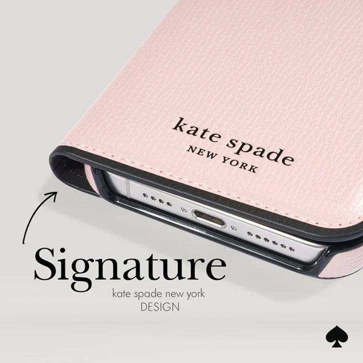 Actual product image Kate Spade Wrap Folio Case - Skórzane etui z klapką iPhone 15 (Pale Vellum) (Apple iPhone 15)