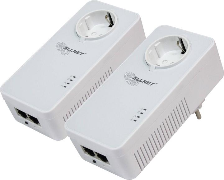 Image du produit Allnet Powerline 1200Mbit 2er Bundle Bridge RJ45 HomePlugV2 "SmartLink" Passtrough ALL1681205v2 (1200 Mbit/s)