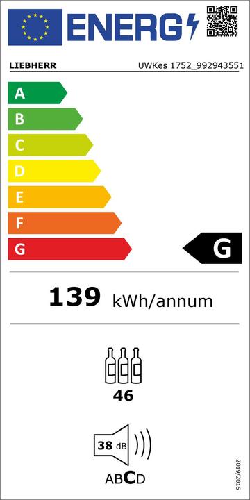 Energie-Label Liebherr UWKes1752-22 Integriert 46 Flasche(n)