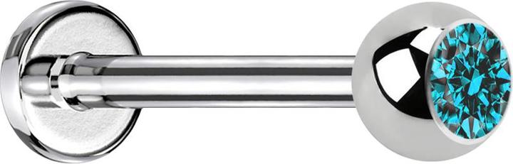 Produktbild Star Piercing Micro Labret silber mit Kugel Kristall aqua (ohne Messing, Chirurgenstahl 316L)