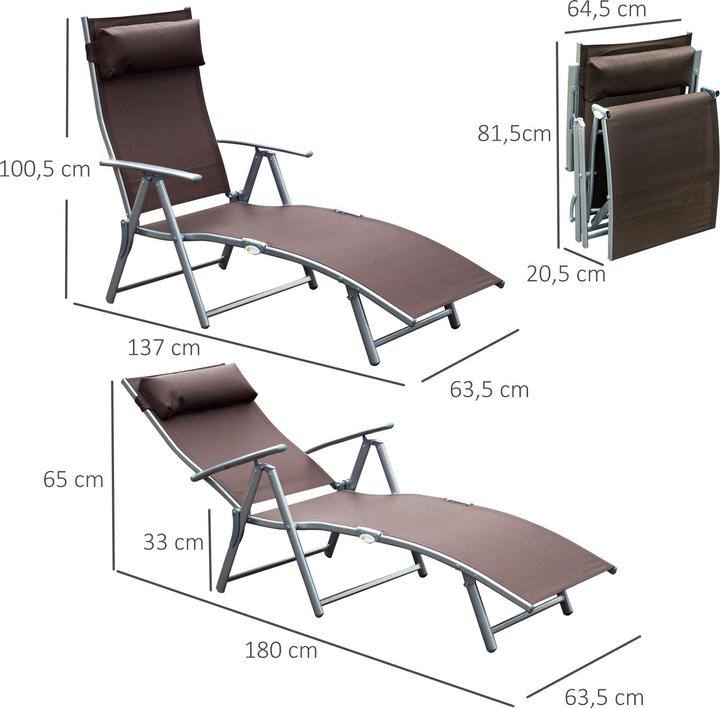 Actual product image Outsunny Garden lounger with cushion (180 cm)