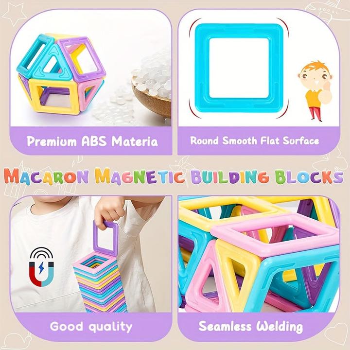 Immagine prodotto Activity Board Blocchi da costruzione magnetici Macaron, giocattoli STEM magnetici fai da te a colori Macaron