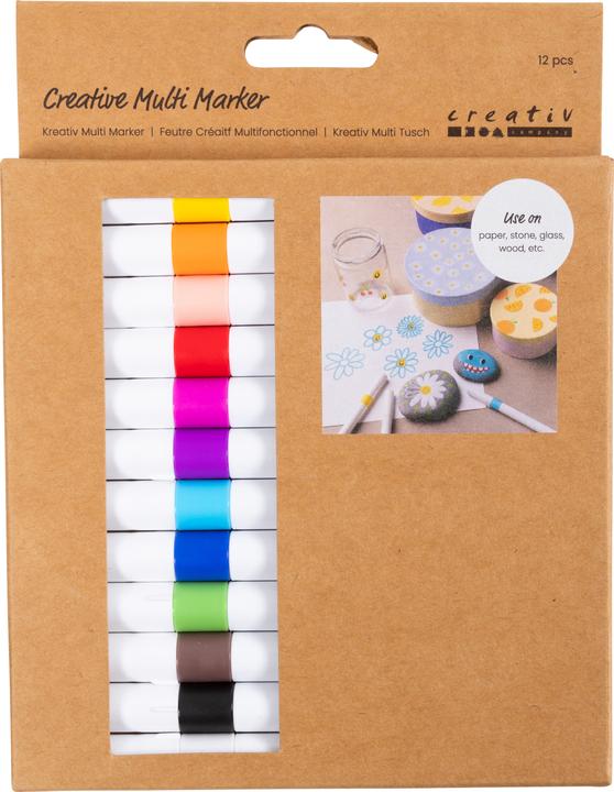 Produktbild Creativ Company Creative Multi Marker (Flieder, Hellpfirsich, Orange, Gelb, Grün, Blau, Pink, Schwarz, Rot, Hellgrün, Braun, Hellblau, 4 mm, 12 x)