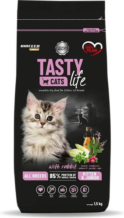Produktbild Biofeed Tasty Cats Life Kitten Junior Rabbit - dry cat food - 1.5kg (Junior, 1 Stk., 1500 g)