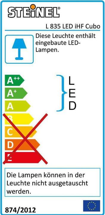 Label énergétique Steinel Lampe à détecteur LED Cubo L 835 (616 lm, IP44)