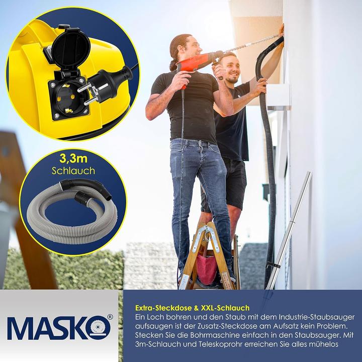 Immagine prodotto Masko 6IN1 Aspirapolvere industriale giallo (Aspirapolvere a umido e a secco)