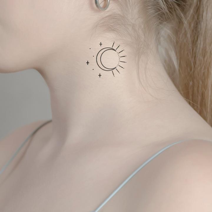 Actual product image minink Temporary tattoo - moon and sun