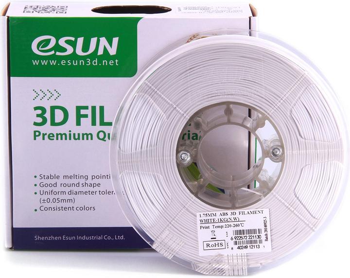 Actual product image eSUN ABS+ 1.75mm Cold White 1kg 3D Filament (ABS, 1.75 mm, 1000 g, White)