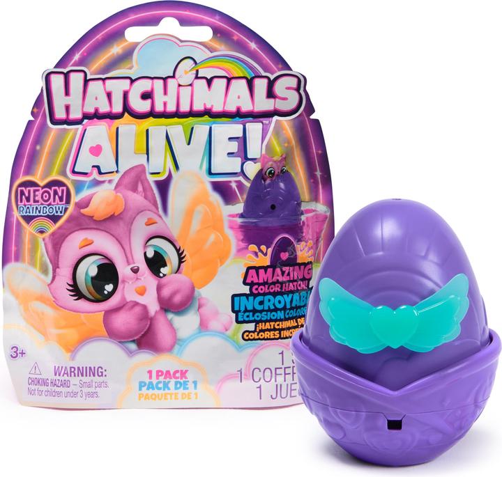 Actual product image Hatchimals Alive Neon Rainbow