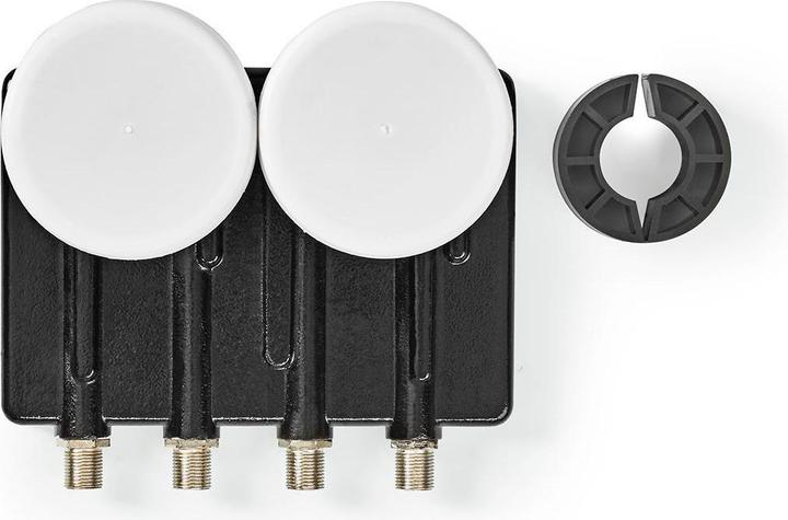 Image du produit Nedis LNB Quad Monoblock 4.3 ° Connecteur de sortie : Connecteur F 4X Gamme de facteur de bruit : 0,85 dB (Quad LNB)