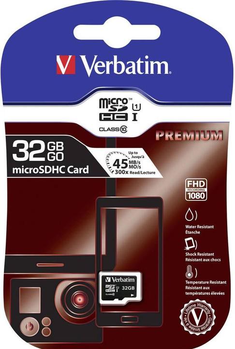 Actual product image Verbatim Micro SDHC Card (32 GB, microSDHC, U1, UHS-I)