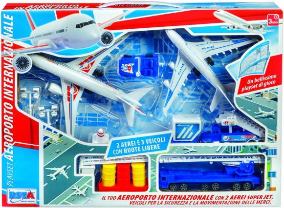 Rs Toys Playset aereoporto internazionale 2 aerei+3 veicoli
