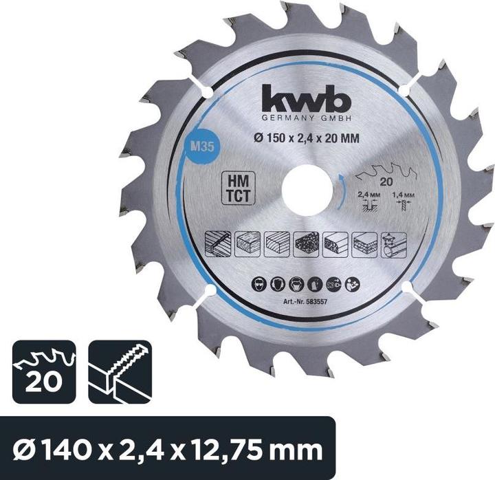 Produktbild kwb Kreissägeblatt HM Mittel Ø 150x20 Z20