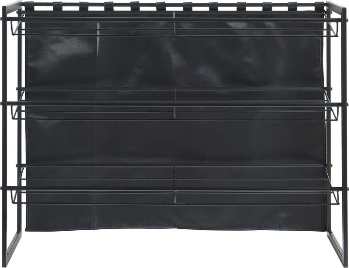 Produktbild En.Casa Schuhregal Sel mit Vorhang 3er Set Schwarz (80 x 32 x 60 cm)
